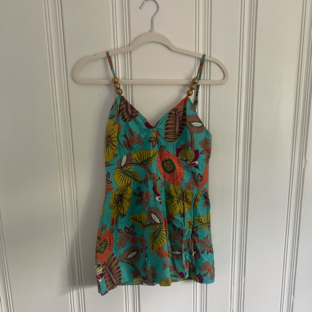 Joy Joy Turquoise Floral Talk Top Size Small. Great condition.